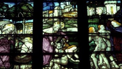 Window depicting Adam and Eve, the Creation and the Expulsion by English School